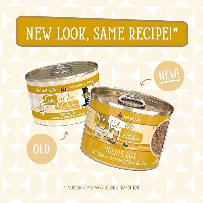 Weruva Cats in the Kitchen, Goldie Lox with Chicken & Salmon Au Jus Cat Food, 6oz Can (Pack of 24)