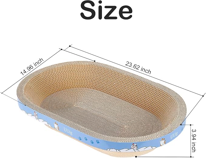 Cat Scratcher Bed 2PCS 23.6x14.9” Cardboard Cat Bed for Large Cats | Oval Cat Scratcher Bowl, Abrasion Resistant Cat Scratching Bed with Catnip, Larger & Longer