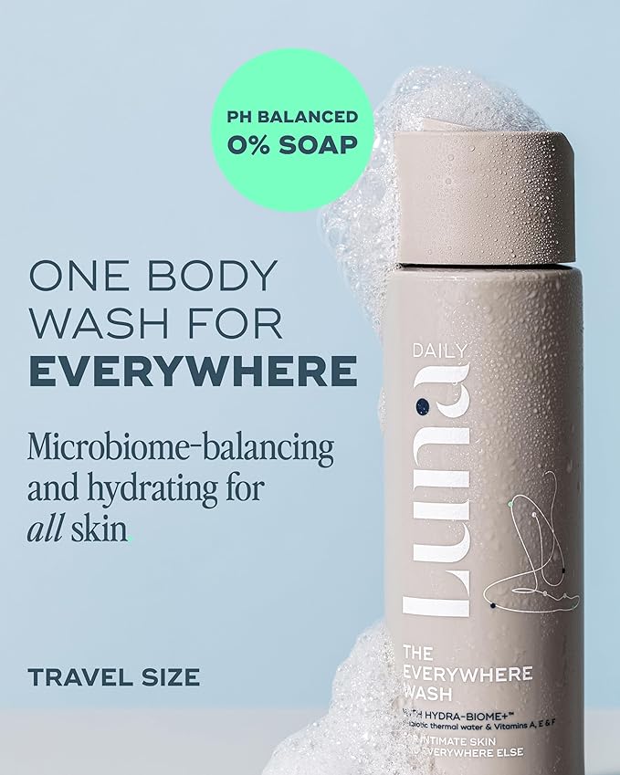 Luna Daily Mini Feminine Wash | Travel-Size Moisturizing & pH-Balanced Body Wash | Gentle, Nourishing Cleanser for Sensitive Skin | Pregnancy-Safe Formula, 100ml