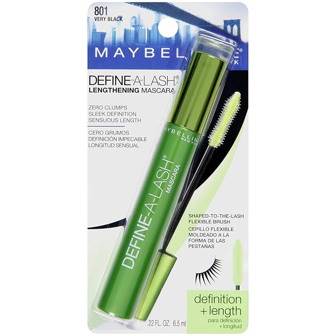Maybelline Lengthening Mascara, Very Black | Define-A-Lash | Washable Formula | Longer-looking Lashes | Pack of 2