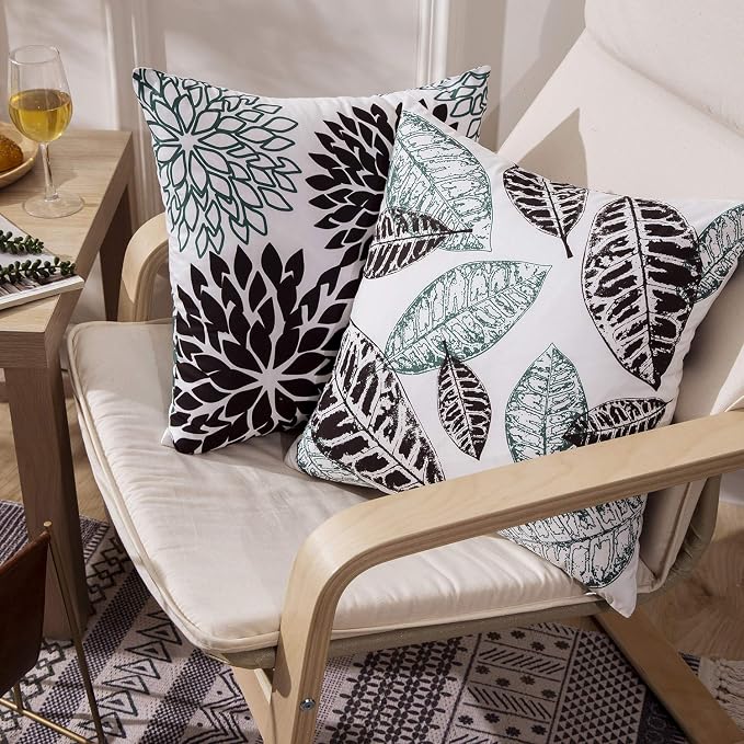 Phantoscope New Living Series Decorative Throw Pillow Case Cushion Cover Black 18" x 18" Set of 4