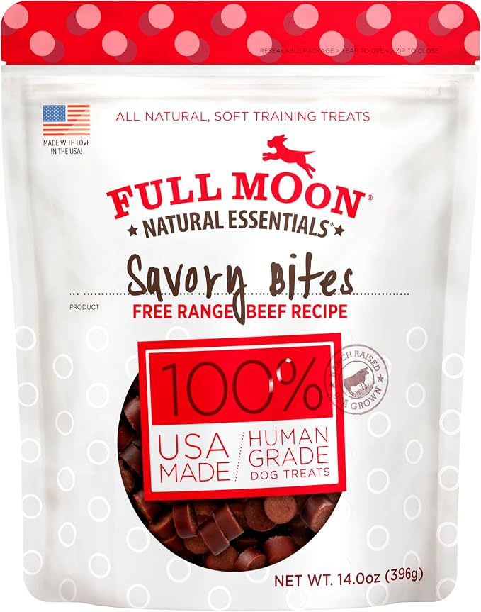 Full Moon® Essential Beef Savory Bites Dog Treats 14 oz | Human Grade, No corn, No wheat, No soy, Glycerin Free, Made in the USA