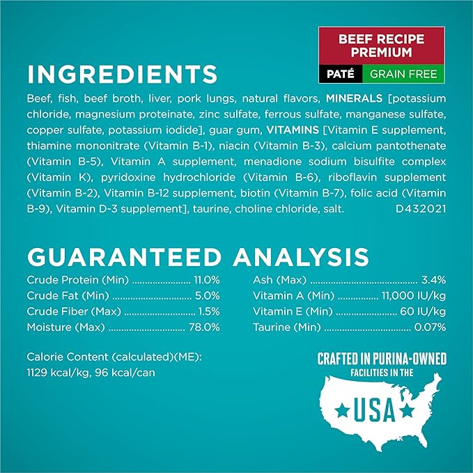 Purina ONE Grain Free,Natural Pate Wet Cat Food Variety Pack,Beef,Chicken and Ocean Whitefish Recipes - 3 oz. Pull-Top Cans,(Pack of 48)