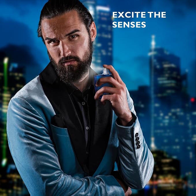 Bleu for Men Eau De Parfum - Blend of Citrusy Top Notes, Aromatic Spices & Warm Woody Undertones - Combination of Grapefruit, Lemon, Mint & Pink Pepper - Elegant 3.4fl Oz Bottle - Versatile Gift