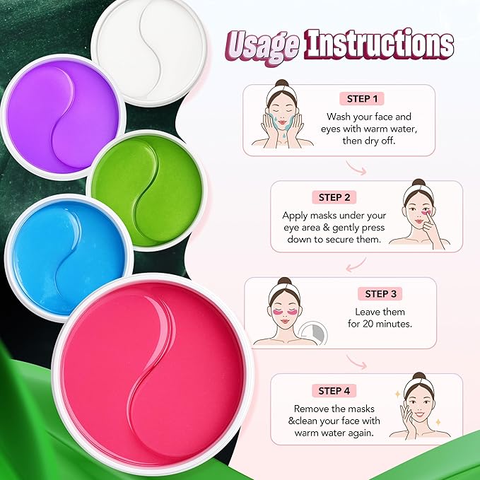 NAZANO Under Eye Patches - 60 Pack for Puffy Eyes, Dark Circles, Bags & Wrinkles with Hydrolyzed Collagen & Hyaluronic Acid - Eye Care Pads for Daily Skincare (Pink)