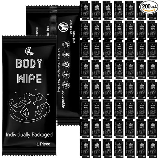 Timgle 200 Pcs Acidified Travel Deodorant Wipes for Women & Men Variety Pack Mini Face and Body Wipes Disposable Individually Wrapped Cleansing for Travel Gym(Black Background)