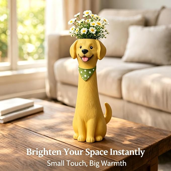 Quirky Shaped Flower Vase, Unique Decorative Resin Planter for Indoor Small Plants, Whimsical Desktop Ornament, Creative Housewarming Gift (Quirky Dog Vase)