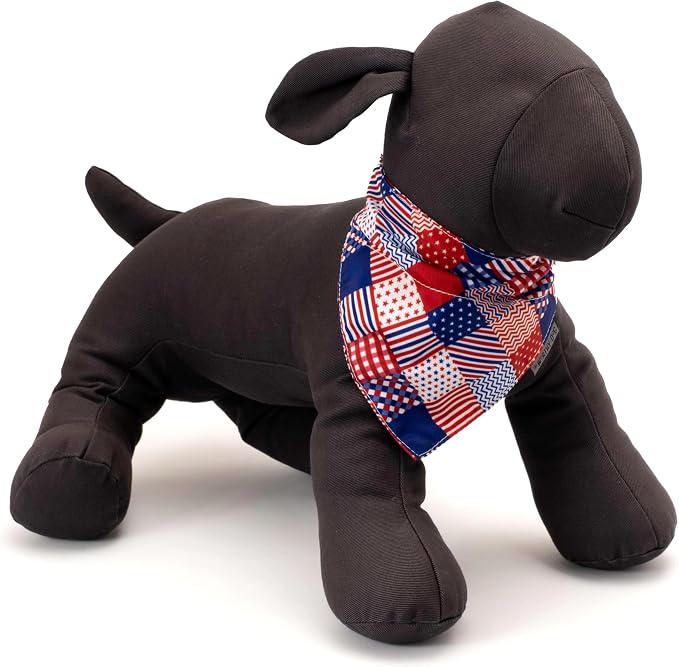 THE WORTHY DOG Slide-On Printed Bandana for Dogs & Cats, Americana