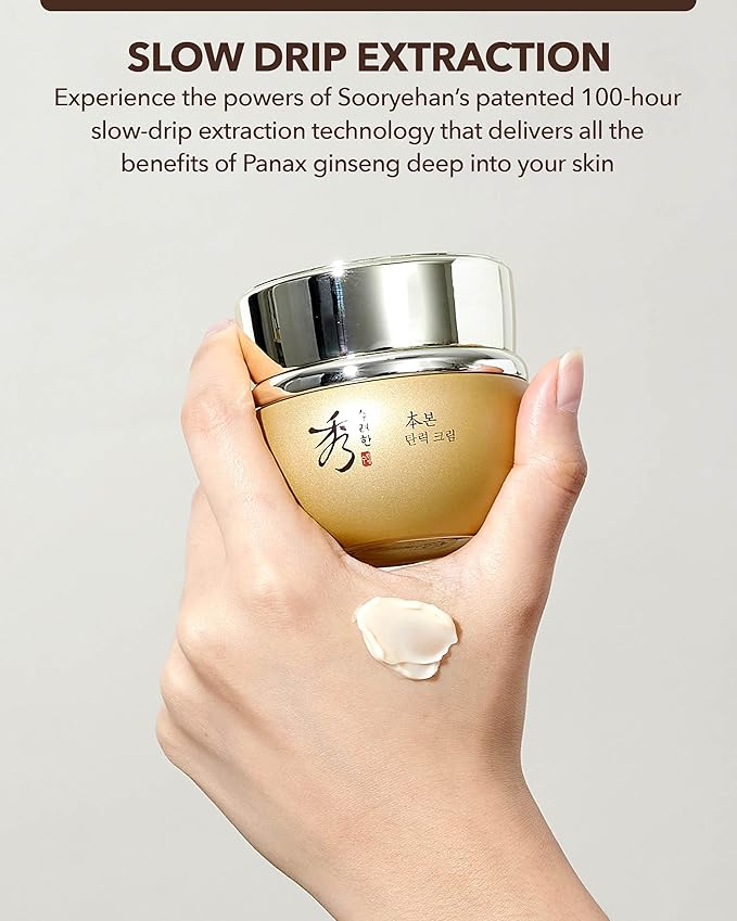 Sooryehan Bon (Firming Cream, 2.5fl oz) - Tighten & Nourish, Korean Skin Care. Elasticity Care Moisturizer for Face, Neck by LG Beauty. Ginseng, Ginsenocide, Amino Acids.