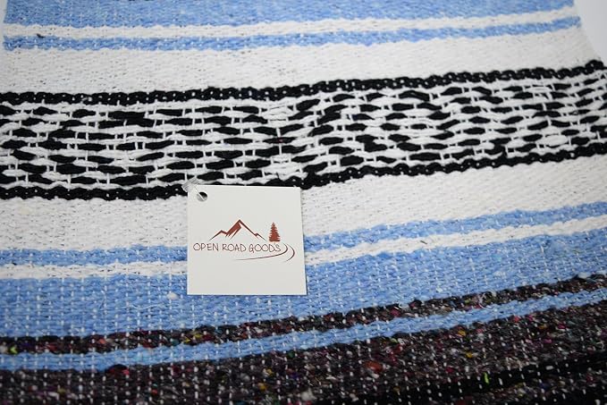 Open Road Goods Bulk Falsa Blankets - Handwoven Authentic Mexican Falsa - Great for Weddings, Yoga, Beach, Picnics, or Mexican Throw! (Light Blue, 15 Pack)