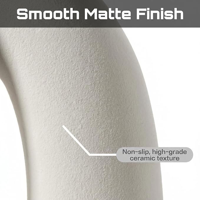 CEMABT Modern Nordic Boho Vase Set - Elegant White Matte Ceramic Home Decor for Living Room, Bookshelf, Mantel, Entryway Table & Console Décor | Shelf Decorations Gift