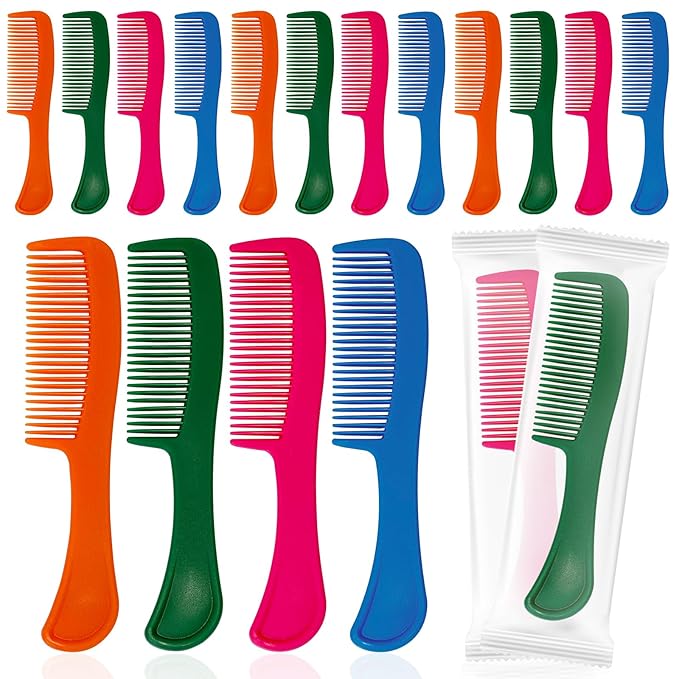 60 pcs Combs In Bulk Individually Wrapped, 4 color Pocket Hair Combs Set for Women, Men and Kids, Colorful Travel Comb Bulk for Airbnb Homeless Hotel Shelter Home Charity