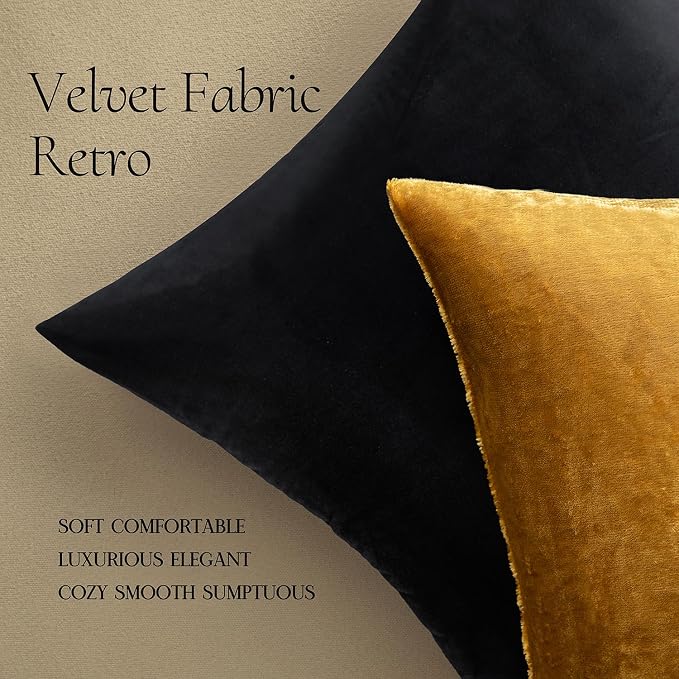 MIULEE Velvet Throw Pillow Covers 12x12 Inch Pack of 2 Dark Gold | Soft Solid Small Decorative Pillow Covers, Modern Luxury Home Decor, for Couch Chair Sofa Bedroom Livingroom Car