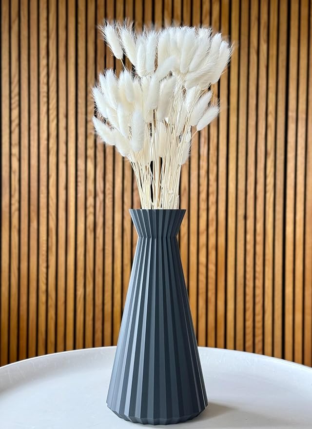 Modern Geometric Decorative Vase, 10" Tall Matte Blue Gray Vase for Pampas Grass, Minimalist Contemporary Home Decor for Living Room, Dining Table, Shelf, Coffee Table & Office.