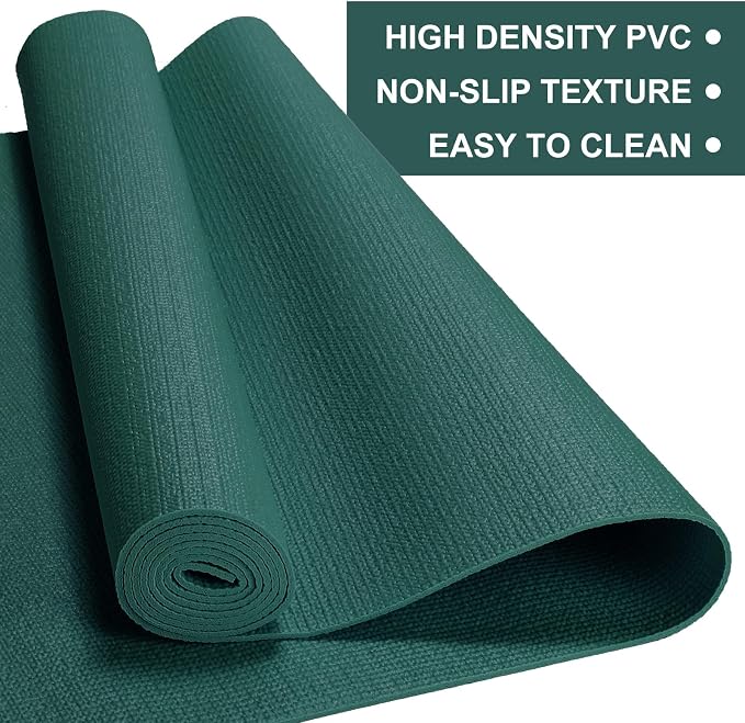 3 mm Thin Yoga Mats Bulk, Lightweight PVC Exercise Mats Non Slip Workout Fitness Pads for Yoga Pilates Stretching Classes Gym Home Studio, Easy to Clean