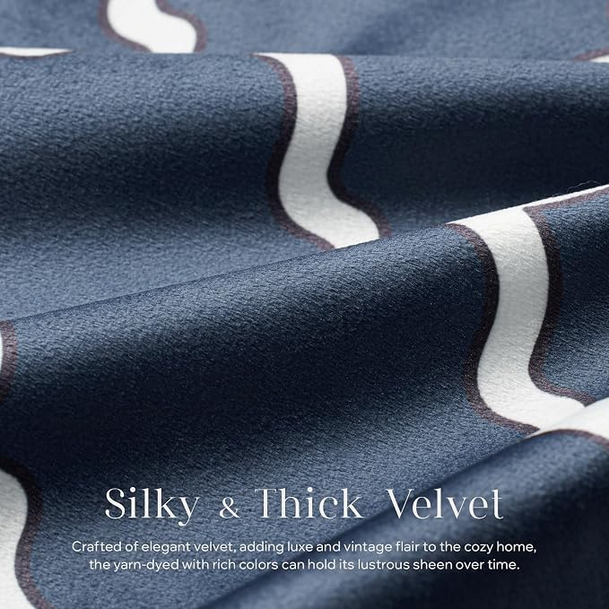 Phantoscope Set of 4 New Living Series Velvet Pillows Leaf Geometric Throw Decorative Velvet Pillow Cover Cushion Cover, Dark Blue 18 x 18 inches 45 x 45 cm