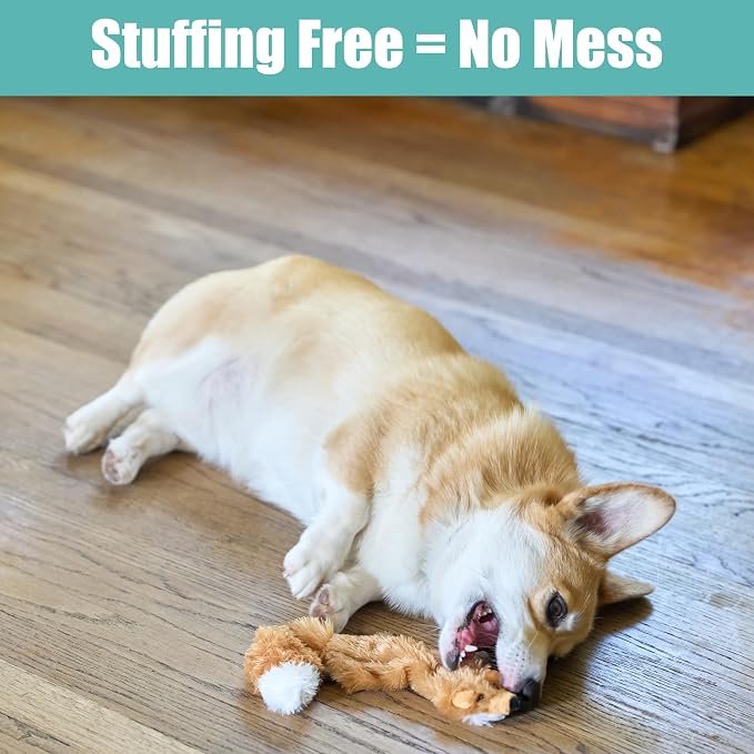 SPOT Skinneeez Fox – 14" Stuffing-Free Plush Squeaky Dog Toy for Small & Medium Dogs, Best for Light to Moderate Chewers, Mess-Free Play