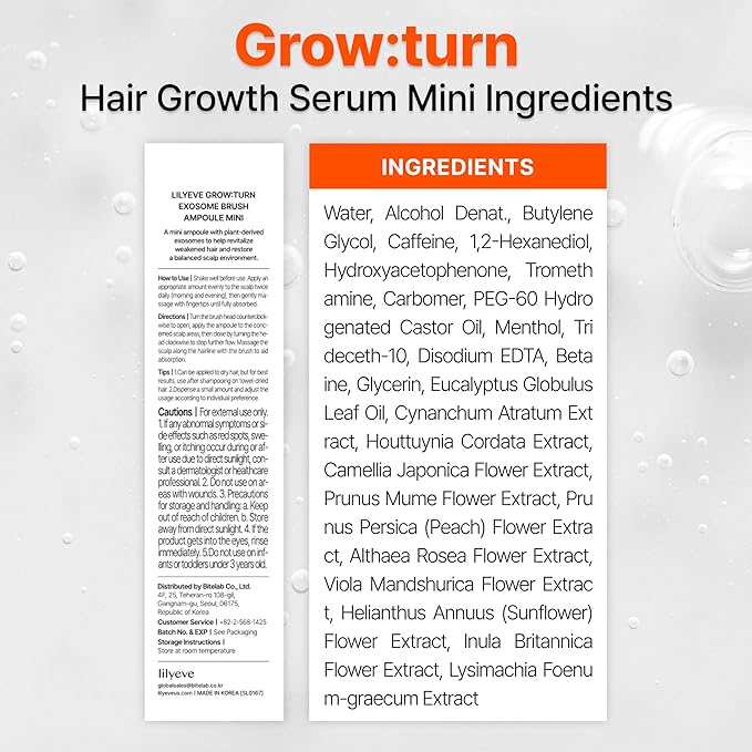 lilyeve GROWTURN Hair Growth Serum with Built-in Brush, Heartleaf-Derived Exosomes to Revitalize & Thickening Hair, Hair Growth Accelerator - Korean Hair Care, 1.01 fl. oz. (Pack of 2)