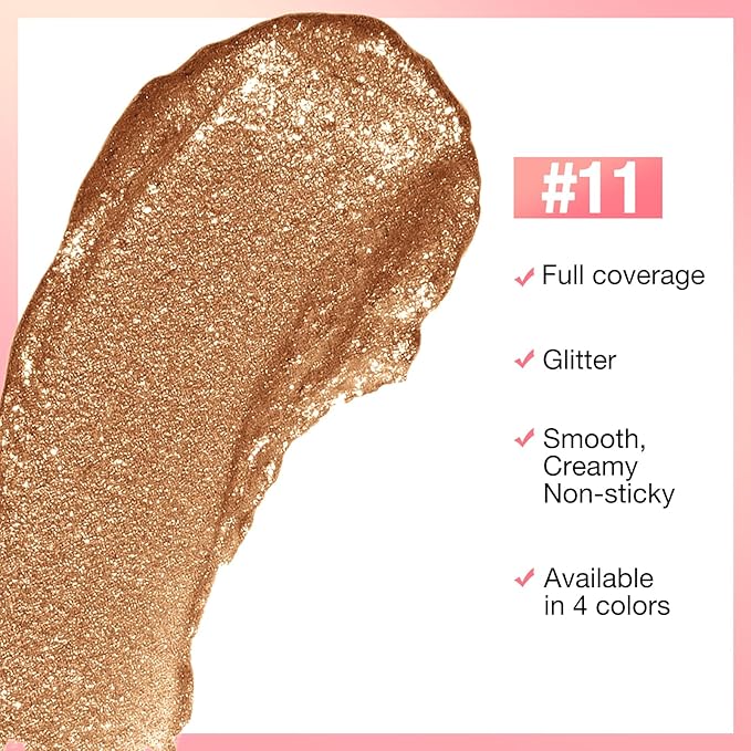 Boobeen Glitter Lipstick for Women Metallic Lip Stick Sparkling Shine Lip Makeup, Bold Smooth Lip Color High Pigment Long Lasting, Creamy Lipstick Full Coverage