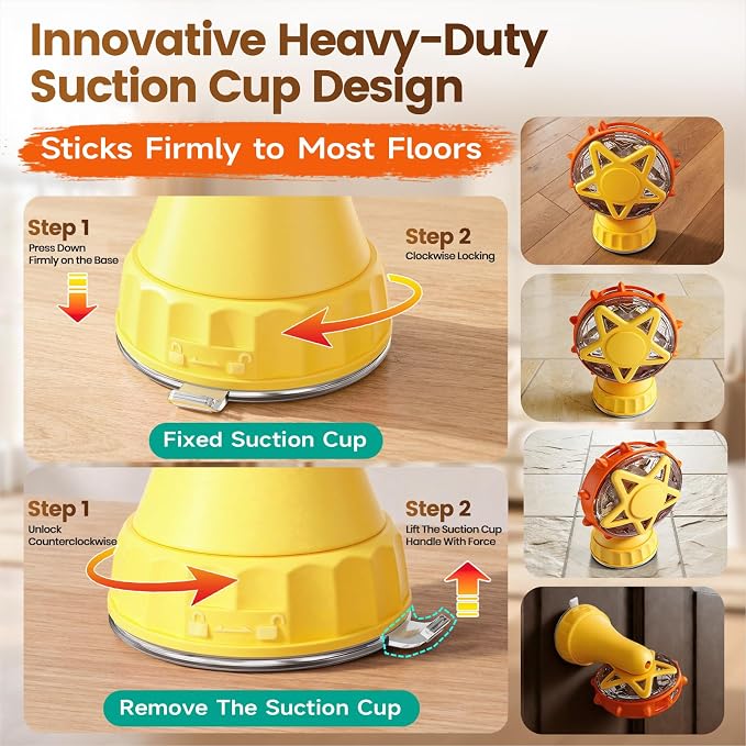 2in-1 Cat Slow Feeder and Interactive Cat Puzzle Toy,Ferris Wheel Treat Dispenser with Strong Suction Cup Base and Adjustable Food Leakage Holes,Food-Grade BPA-Free PP Cat Toys (Yellow)