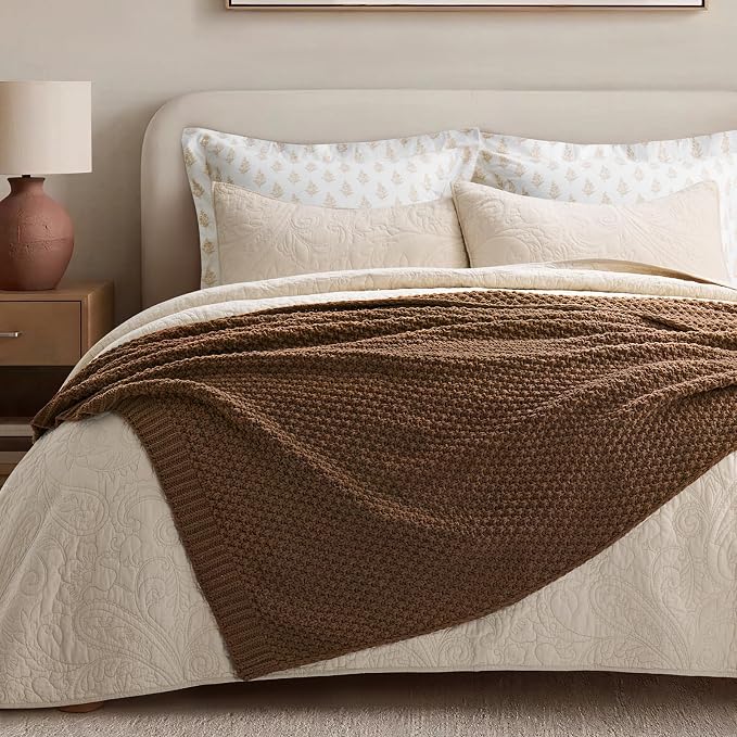 EVERGRACEHOME Chunky Chenille Knit Throw Blanket, 60 x 80, Burnt Orange | Sculpted Moss Stitch, Chic Modern Farmhouse, All-Season Warmth, OEKO-TEX® Certified, Elegant Blanket for Couch, Bed, Sofa