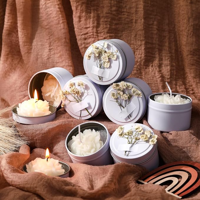 Threlaco 12 Pcs Flower Candles Scented Bridesmaid Gift Set Soy Wax Aromatherapy Candles Bulk for Wedding Bridal Shower Home Guests Women Valentines Mothers Day Anniversaries Favor(White)