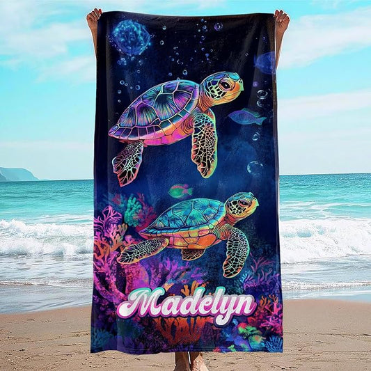 JML Custom Beach Towel with Name, Personalized Microfiber Beach Towel with Name, Large, Soft, Quick Dry & Absorbent for Swim, Pool,Adult,Summer Holiday,Vacation,Travel,Gift for Anniversary, Birthday