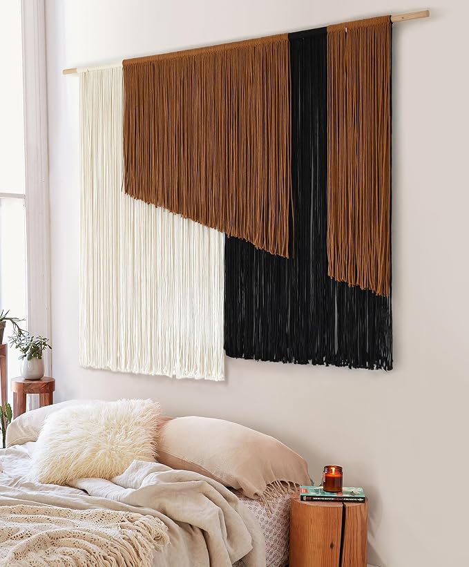 Jakalin Macrame Wall Hanging, Dip Dye Fiber Yarn Art, Boho, 57"x43" | Hand-dyed Cotton, Fine Craftsmanship, Boho Tapestry, Living Room, Bedroom, Nursery, Apartment Decor