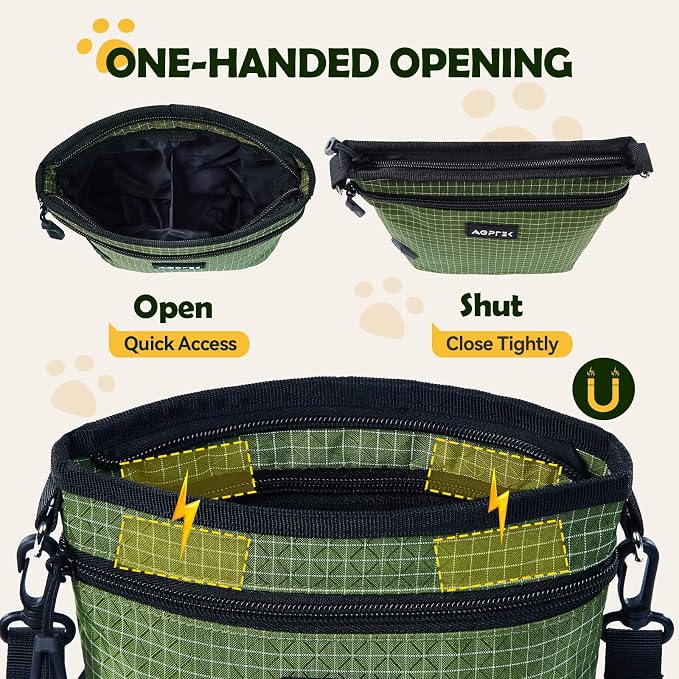 AGPTEK Dog Training Treat Pouch, Magnetic Dog Walking Pouch