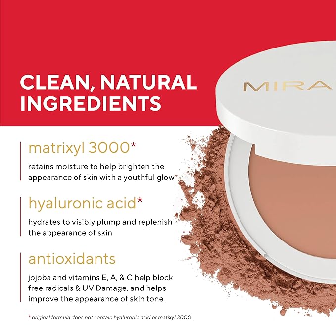 MIRABELLA - Invincible for All Pure Press Foundation, HD-Finish Pressed Powder, Buildable Mineral Pressed Powder Compact with Jojoba & Triglyceride, Age-Defying Makeup for All Skin Types, Fair F5