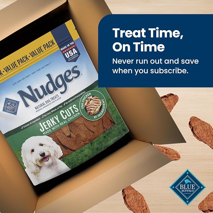 Blue Buffalo Nudges Jerky Cuts Chicken Dog Treats, 36 oz | Real Chicken First, Oven-Dried, Easy to Tear, No Chicken By-Product, Corn, Wheat, or Soy