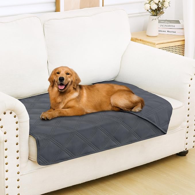 Smiry Waterproof Dog Bed Cover, Reversible Pet Blanket for Sofa Couch | Soft Washable Dog Blanket, Leakproof Couch Cover for Dogs Cats & Furniture Protection, 30x53, Dark Grey/Dark Grey