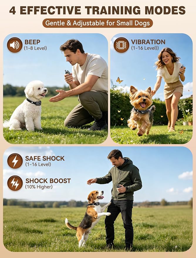 Small Dog Shock Collar with Remote - Specially Designed for Small Dogs 5-15 lbs, 5-30 lbs Puppies, Ultra-Light 0.92 Oz Dog Training Collar with Safe Beep Vibration Shock, IP67 Waterproof, Black