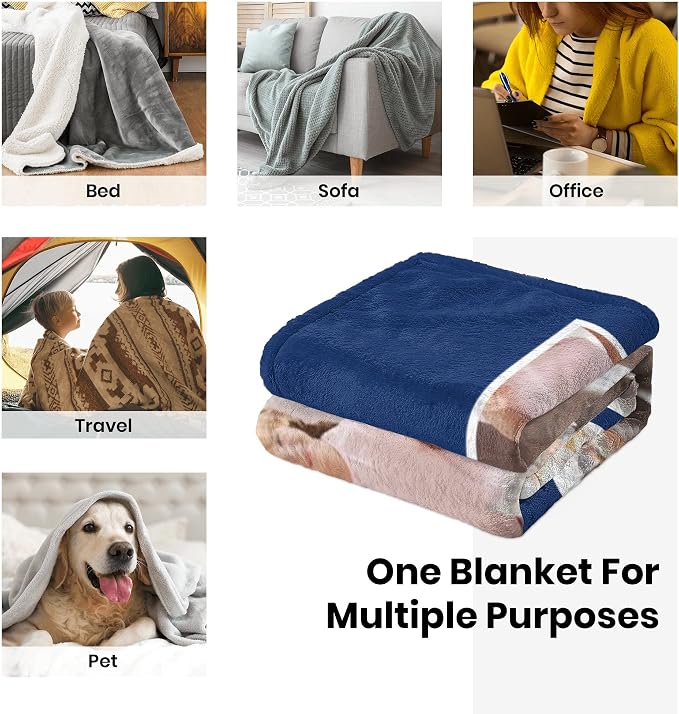 Personalized Mom Blanket, Birthday Gifts for Mom from Daughter Son | Custom Blanket with Photos Text, Mother's Day Christmas Birthday Valentine's, Customized Collage 4 Pictures Blanket