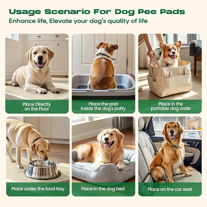 Puppy Pads Pee Pads for Dogs 30"x36" 50 Count with Tabs | Bamboo Training Pads Deodorizing Leakproof Quick Drying Dog Pee Pads Super Absorbent Full Edge-Wrapping Pee Pads