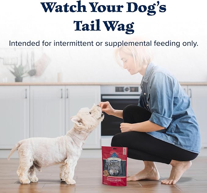 Blue Buffalo Wilderness Salmon Crunchy Dog Biscuits, Grain-Free, 10 oz | Real Salmon #1 Ingredient, Crunchy Biscuits, High Protein Nutrition, No Artificial Preservatives