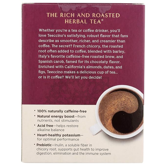 Teeccino Hazelnut & Vanilla Nut Herbal Tea Variety Pack - Roasted Herbal Tea That’s Caffeine Free & Prebiotic for Natural Energy, 10 Tea Bags (Pack of 4)