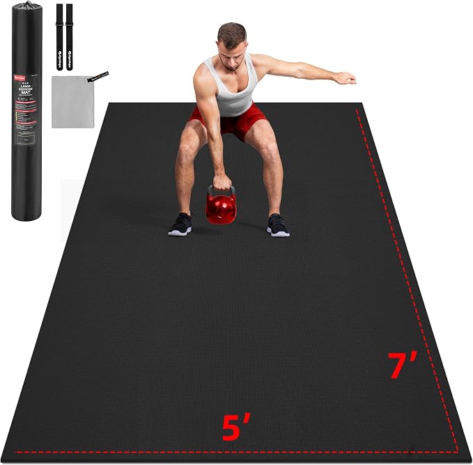 GymCope Extra Large Exercise Mat, 10'x6'/9'x6'/8'x6'/7'x5'/6'x4'(8mm) Thick Workout Mat for Home Gym & Garage Flooring, Shoe-Friendly, High-Density, MMA, HIIT, Weight Lifting, Cardio&Strength