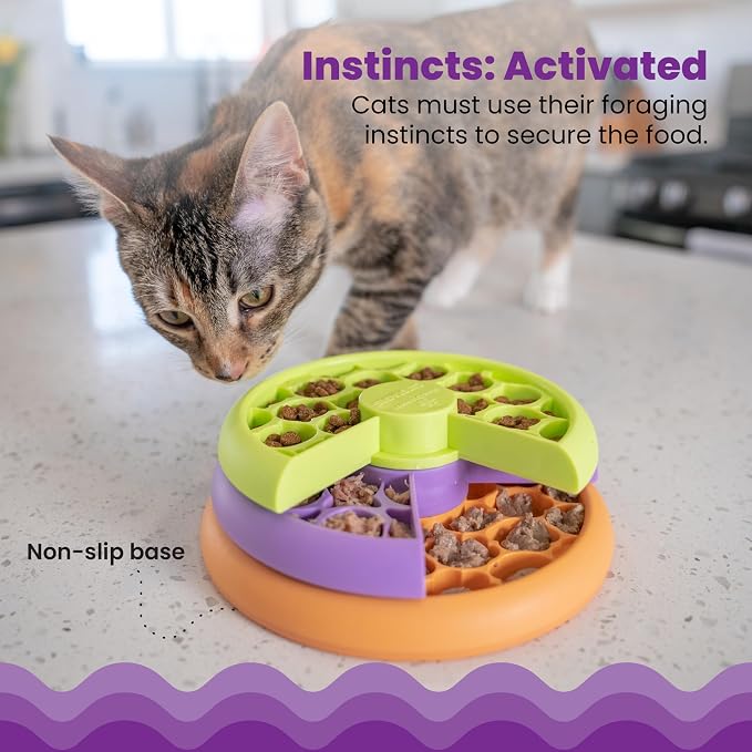 Catstages Nina Ottosson Kitty Lickin' Layers Cat Toy Treat Puzzle, 6.6" | Level 2 Intermediate, 3 Layers, 70+ Treat Compartments, Dry or Wet Food, Slow Feeder, Enrichment, Indoor Cats & Kittens