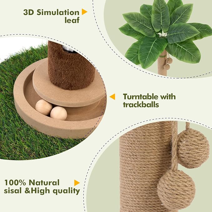 Tall Cat Scratching Post,Cat Toys,Cat Scratcher Tree for Large Cat | Heavy Duty,Protect Sofa,Modern Boho,Cat Ball Track,Cat Tree,For Indoor Cats