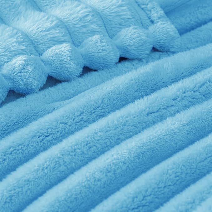 Exclusivo Mezcla Striped King Size Fleece Blanket for Bed, Couch, 90"x104" | Soft Breathable Cozy Bed Blankets, Lightweight Plush Fluffy Fuzzy Jacquard Decorative Blankets