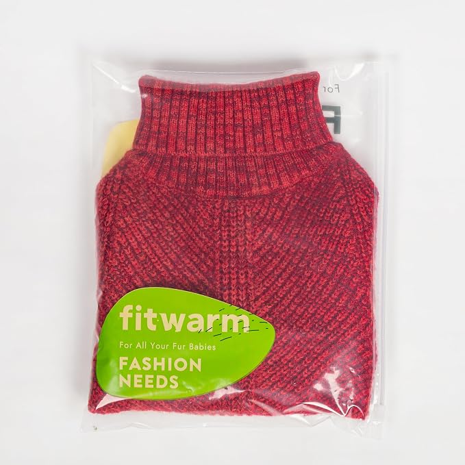 Fitwarm Knitted Turtleneck Dog Sweater, Thermal Dog Winter Clothes for Small Dogs Boy Girl, Holiday Pet Outfit, Heather Dark Red, Large