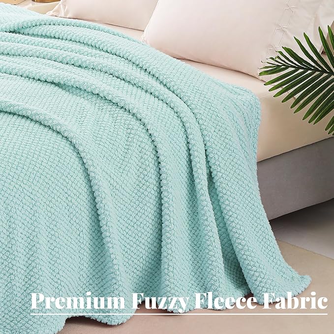 Whale Flotilla Extra Large Soft Fleece Throw Blanket for Couch | 50x70 Inch, Light Blue, Suitable for Sofa Chair Bed, Fluffy Fuzzy Jacquard Blankets for All Season, Lightweight and Cozy