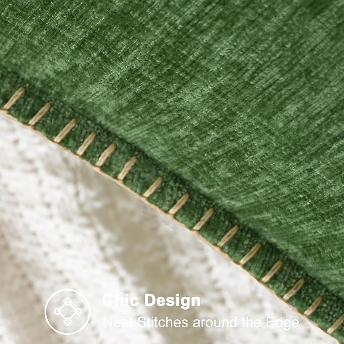 CaliTime Decorative Couch Throw Pillow Covers 24 X 24 Inches Forest Green | Pack of 2, Cozy Chenille Cushion Cases, Cotton Thread Stitching Edges, for Sofa Bed Living Room Farmhouse