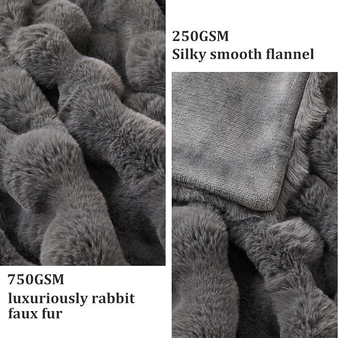 Faux Fur Twin Blanket for Couch, 1000 GSM Cozy Fuzzy Fluffy Soft Plush Thick Bubble Sherpa Blanket for Sofa Bedroom Living Room, Mothers Day Birthday Gifts for Women Home Decor