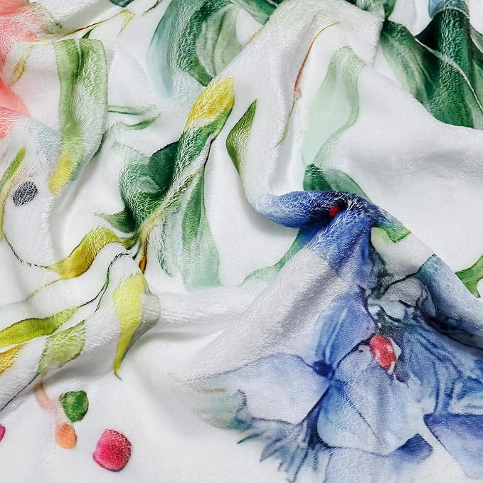 Floral Blanket Vintage Flowers Blankets Butterfly Wildflowers Throw Blankets Soft Cozy Flannel Fleece Throw Blanket Colorful Daisy Plants Throw Blanket for Couch Sofa Bed, 60"×80"