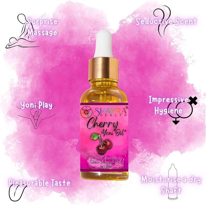 Yoni Oil Cherry 30ml Massage Oil. Moisturise Body & Balance Natural PH, Intimate Feminine Scent, Hygeine & Fresh Smell *Organic Vegan*