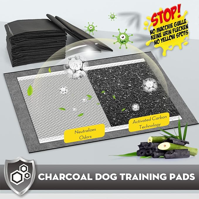 CROCI Charcoal Pee Pads for Dogs Odor Control Leak Proof 36x36in 100Ct | Super Absorbent Puppy Pads with Adhesive Tabs, Heavy Duty, Dog Potty Training, Quick-Dry Surface, Disposable