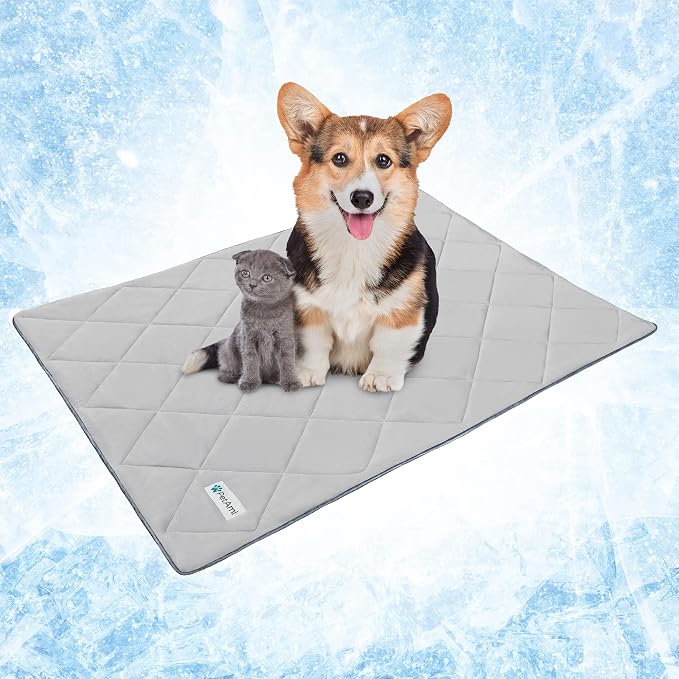 PetAmi Premium Cooling Dog Blanket | Lightweight Fluffy Pet Throw Blanket Bed Cover for Dogs, Cat, Puppies | Pet Blanket Furniture Protector Couch Sofa | Reversible Fuzzy Cozy | 29x40, Light Grey