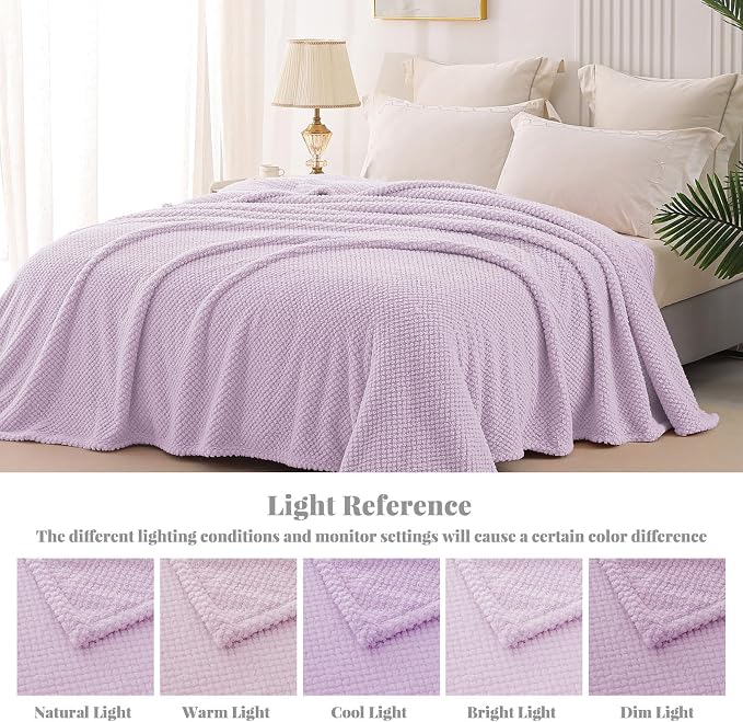 Whale Flotilla Soft Fleece King Size Bed Blanket, Lilac | 90x104 Inch, Suitable for Bed, Fluffy Fuzzy Jacquard Blankets for All Season, Lightweight and Cozy